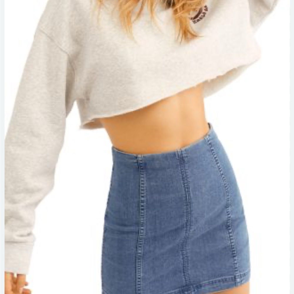 Free People Denim Modern Femme Mini Skirt - Dark Blue